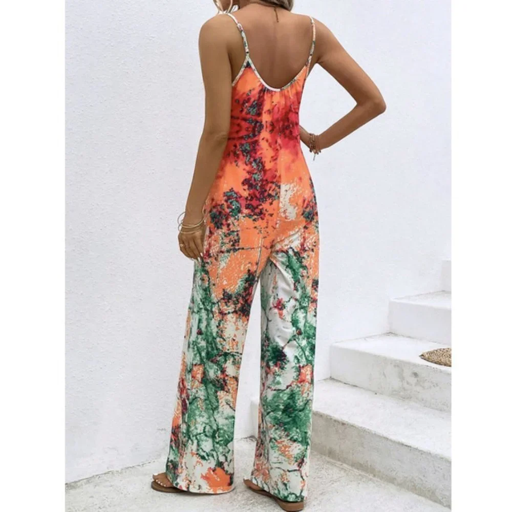 Boho Tie Dye Wide leg Jumper Jumpsuit - Picture 5 of 7